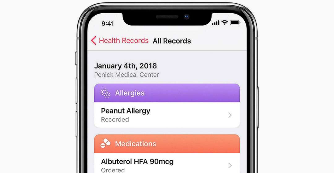 Apple implements health records.