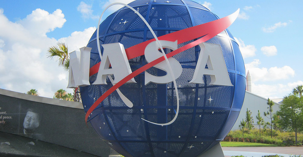 NASA logo on globe.