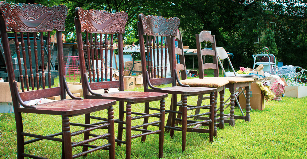 Chairs for sale at a yard sale