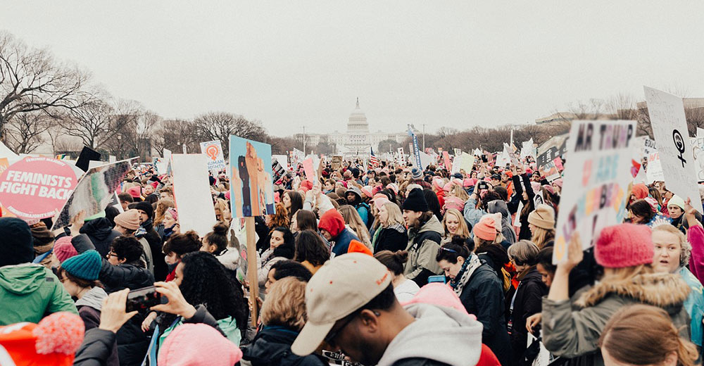 people at a rally