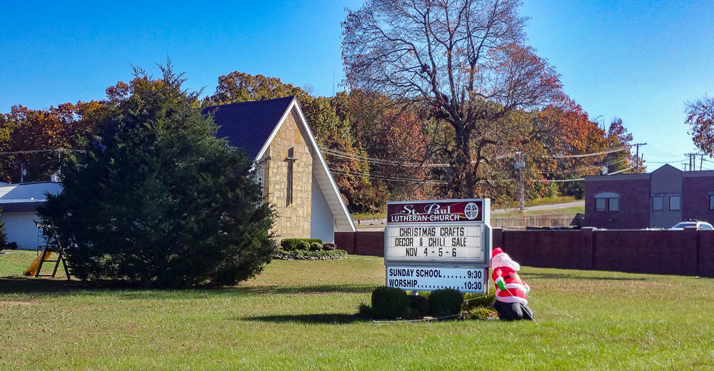 St. Paul Lutheran Church sign.