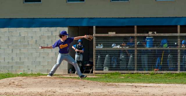 ALTON, MO – APRIL 26: Winona Wildcats pitcher gets ready to let the ball go during the high school baseball game between the Alton Comets and the Winona Wildcats on April 26, 2022, at the Alton High School baseball field in Alton, MO. (Photo by Curtis Thomas/AltonMo.com)