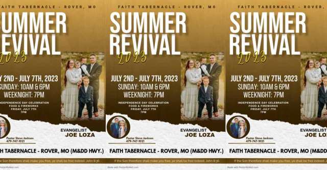 Summer revival at Faith Tabernacle poster.