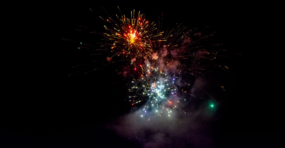 Fireworks lighting up the sky at the Alton Independence Day celebration on July 3, 2023.