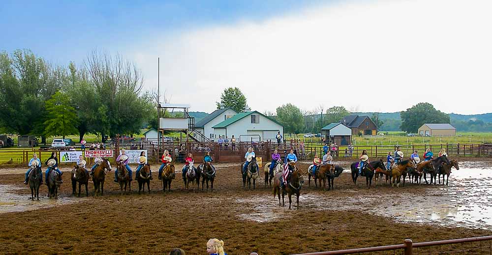 The barrel and pole racing contestants at the Thomasville, Missouri, 4th of July celebration on July 1, 2023.