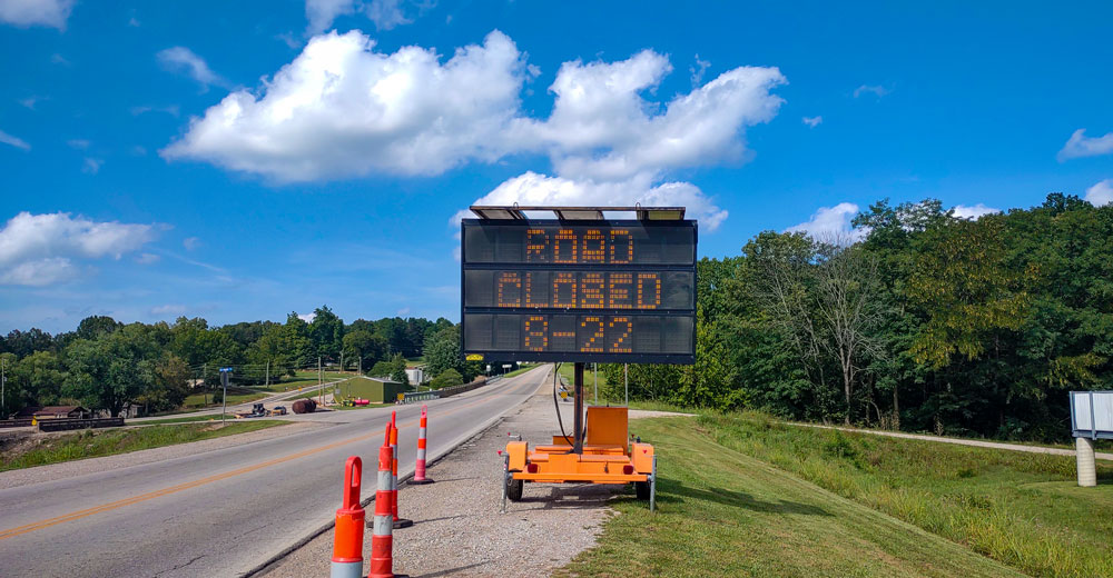 Highway 19 road closure sign