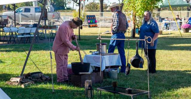 An older man cooking up something at the Koshkonong Heritage Days on October 21, 2023.