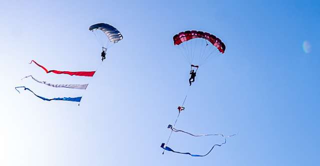 The 4th of July skydivers at Thayer Mo High School.