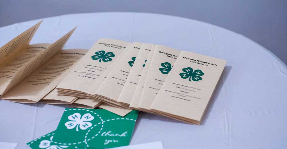 4-H programs and napkins sitting on a table.