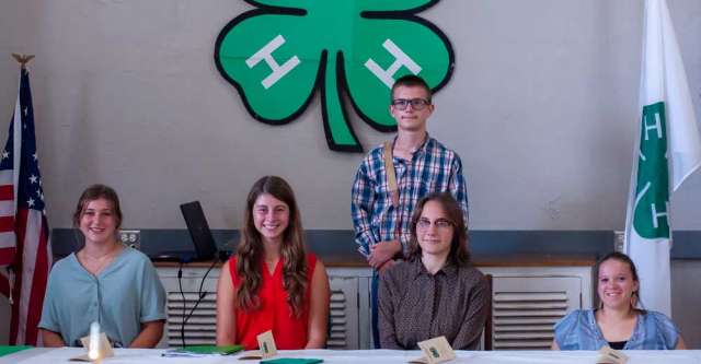 The 2024 Oregon County 4-H officers (left to right): Anna Bradley, Vice President; Navaeh Bradley, Secretary; Ronan Monticelli, Photographer; MJ Weathermon, Treasurer; and Ania Bradley, Sergeant Arms.