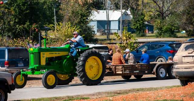 People getting hay rides around Koshkonong.